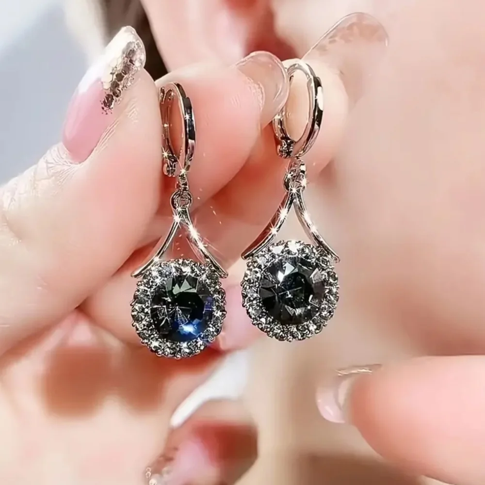 Sparkle Gray Rhinestone Earrings